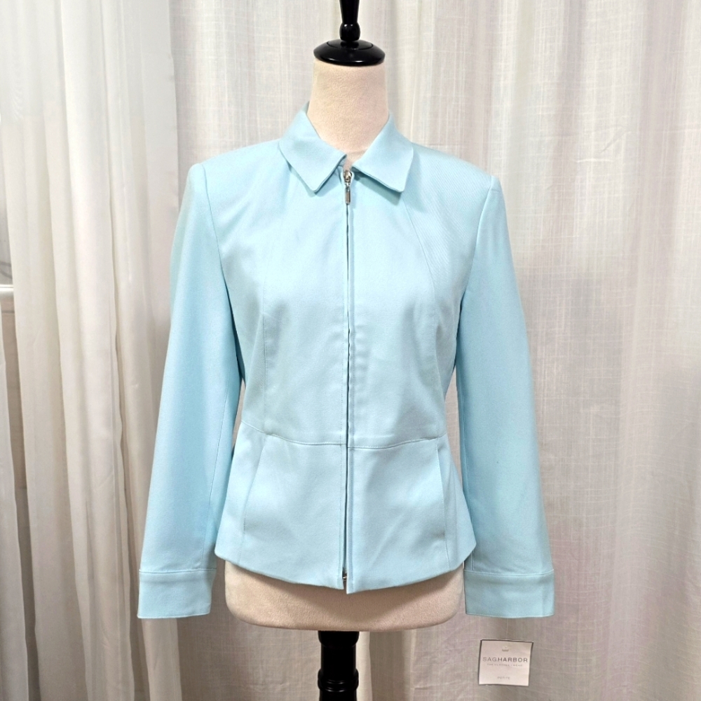 NWT Sag Harbor Pastel Baby Blue Womens‎ Jacket Blazer Size 4P